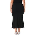 thumbnail image 4 of DARING DIVA Women's Plus Mermaid High Waist Knit Bodycon Long Skirts 1X Black, 4 of 6