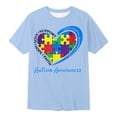 thumbnail image 4 of Autism Awareness Shirt Men: Autism Acceptance T Shirt Autism Support Inspirational Short Sleeve Tee Tops(Light Blue,L), 4 of 4