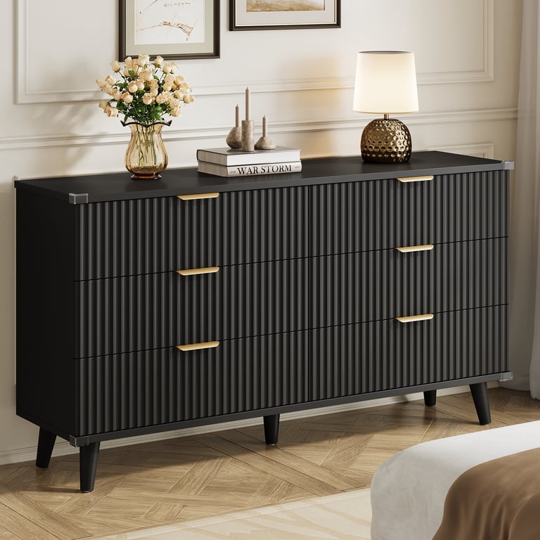 black modern dresser and nightstand set Furniture of America Fairhart 3-Piece Modern Black 2-Drawer 26 in. W Set of 2 Nightstands and Dresser IDF-7415BK-2NSD