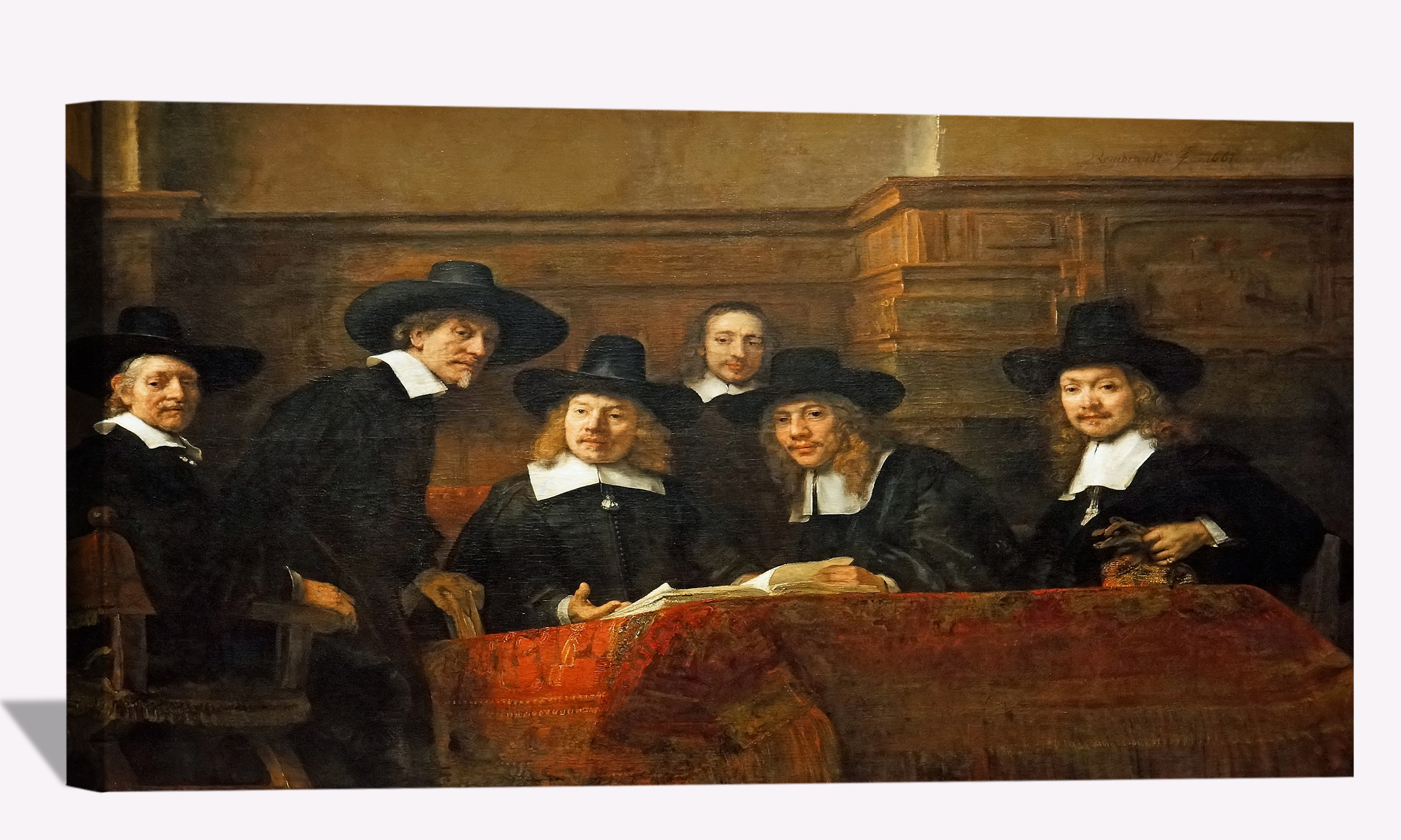 Rembrandt Paintings Syndics Of The Drapers Guild Canvas Wall Art For