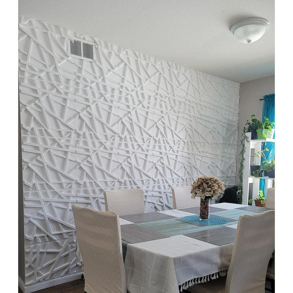 Art3d 19.7" x 19.7" ‎3D PVC Wall Panels in White, 2ft x 2ft-12 Pack, Covering 32 Sq.ft