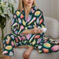 thumbnail image 6 of Pajama Sets for Women 2 Pcs, Colourful Conch Shell Button Down Long Sleeve Sleepwear Lounge PJ Sets, 6 of 6