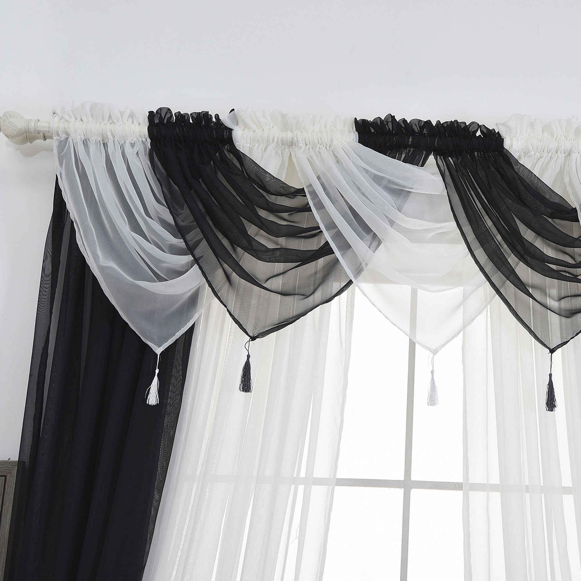 Modern Voile Curtain Tulle Window Curtain Drape Panel Sheer Scarf Valances US 