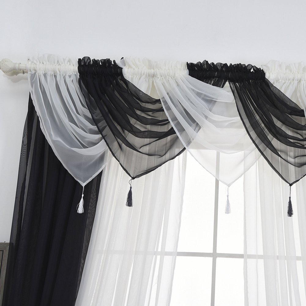 15 COLOR VOILE SWAG SWAGS, SWAGS WITH TASSLE DECORATIVE NET CURTAIN DRAPE PELMET VALANCE FOR