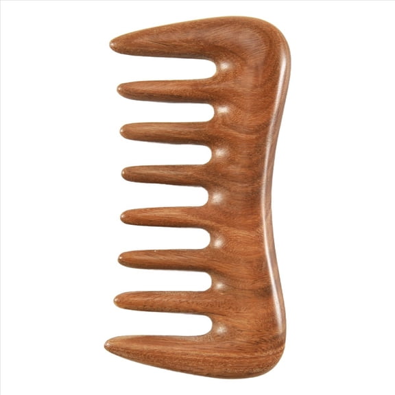 Wide Tooth Hair Comb - Natural Wood Comb for Curly Hair - No Static Sandalwood Hair Pick Wooden Comb for Detangling