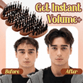 thumbnail image 4 of Volumizing Boar Bristle Hair Brush,Smoothing Dual-Style Hair Brush with Fluff-Up-Brown, 4 of 10
