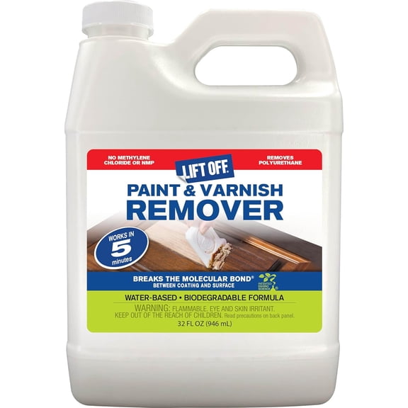 Lift Off 41132 32-Ounce Paint and Varnish Remover for Wood Stain, Solvent Paint, Lacquers, Polyurethane, Water-Based, Pack of 1