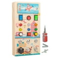 thumbnail image 2 of Tablero de actividades Montessori con LED, tablero de actividades para niños, tablero sensorial, panel de control de madera para viajes, 2 of 9