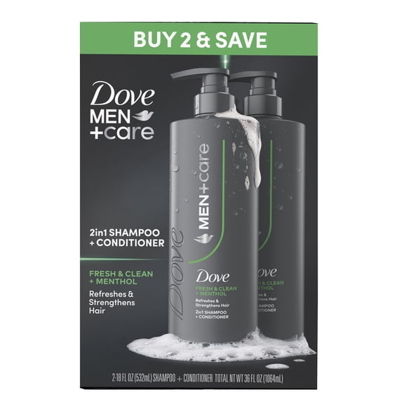 Dove Shampoo Twin Pack for Hair Refreshing & Strengthening Fresh Clean With Menthol, 18 fl oz 2