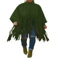 thumbnail image 1 of Femmes Col Roulé Franges Veste Batwing Vintage Pompon Cape Pull Surdimensionné Robe Pull, 1 of 7