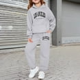 thumbnail image 2 of SGMVNU Boys 2 Pieces Sweatsuits Striped Hoodie Sweatshirts Top and Pants for Kids Tracksuits Kids Clothes Tracksuit Clothing Set, Size 11-12 Years, Light Gray, 2 of 4