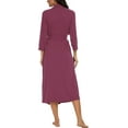 thumbnail image 5 of Peignoir pour Femmes Léger à Manches 3/4, Robe de Chambre Kimono à Col en V, Longue Tenue de Nuit, 5 of 5