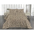 thumbnail image 2 of Ambesonne Floral Quilted Coverlet 3 Pcs, Simplistic Flower Hand-Drawn, King Size, Sand Brown and Dark Blue Grey, 2 of 4