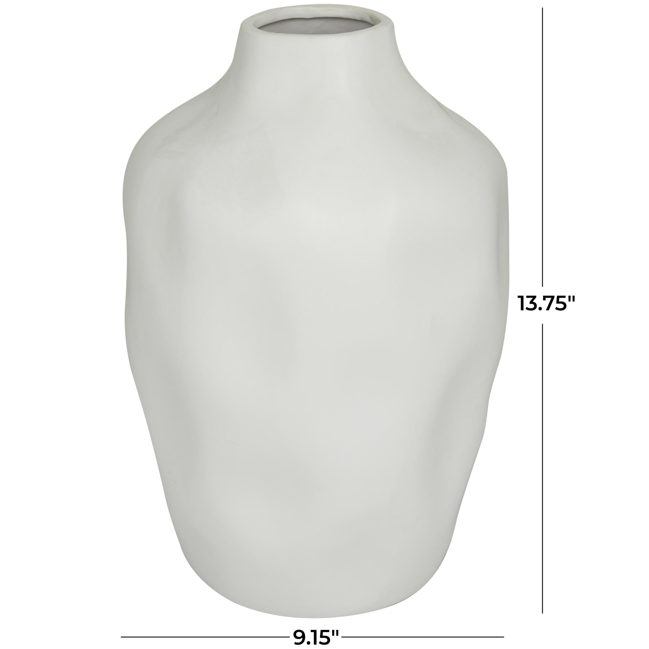 CosmoLiving by Cosmopolitan 14" Abstract Faceted White Ceramic Vase
