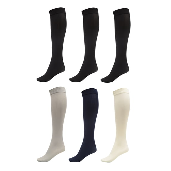 DARESAY Women Trouser Socks with Comfort Band Spandex Opaque Knee High - 6-Pack