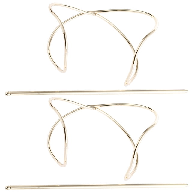 2pcs Hair Slide Hairpins Anti-slip Bun Maker Simple Metal Hair Pin with Stick