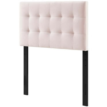 Contemporary Modern Urban Designer Bedroom Twin Size Tufted Headboard, Velvet Fabric, Pink