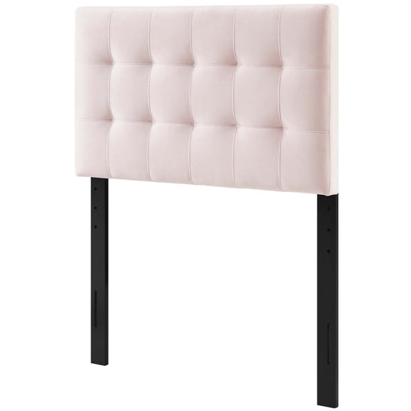 Contemporary Modern Urban Designer Bedroom Twin Size Tufted Headboard, Velvet Fabric, Pink