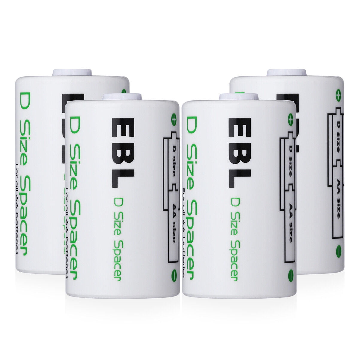 EBL 4 Pack D Size Battery Adapters, AA to D Size Battery Spacer