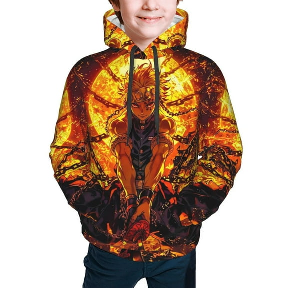 Demon Slayer Zenitsu Agatsuma Kids' Hoodie 3d Print Sweatshirt Soft Pullover Hooded With Big Pockets For Boys Or Girls Small