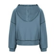 thumbnail image 5 of YUGYXL Fall Winter Cropped Hoodies for Women Casual Long Sleeve Drop Shoulders Hooded Pullover Loose Relaxed Sweatshirt Blue M, 5 of 7