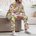 thumbnail image 7 of Fuzoiu Butterflies2 Print Men's Long-Sleeved Pajama,Lounge Button Down Nightwear,Mens Notch Collar Pajama Set -Small, 7 of 7
