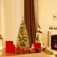 thumbnail image 1 of Costway 5 FT Pre-Lit Christmas Tree Slim Pencil Hinged with 200 Lights & 408 Branch Tips, 1 of 10