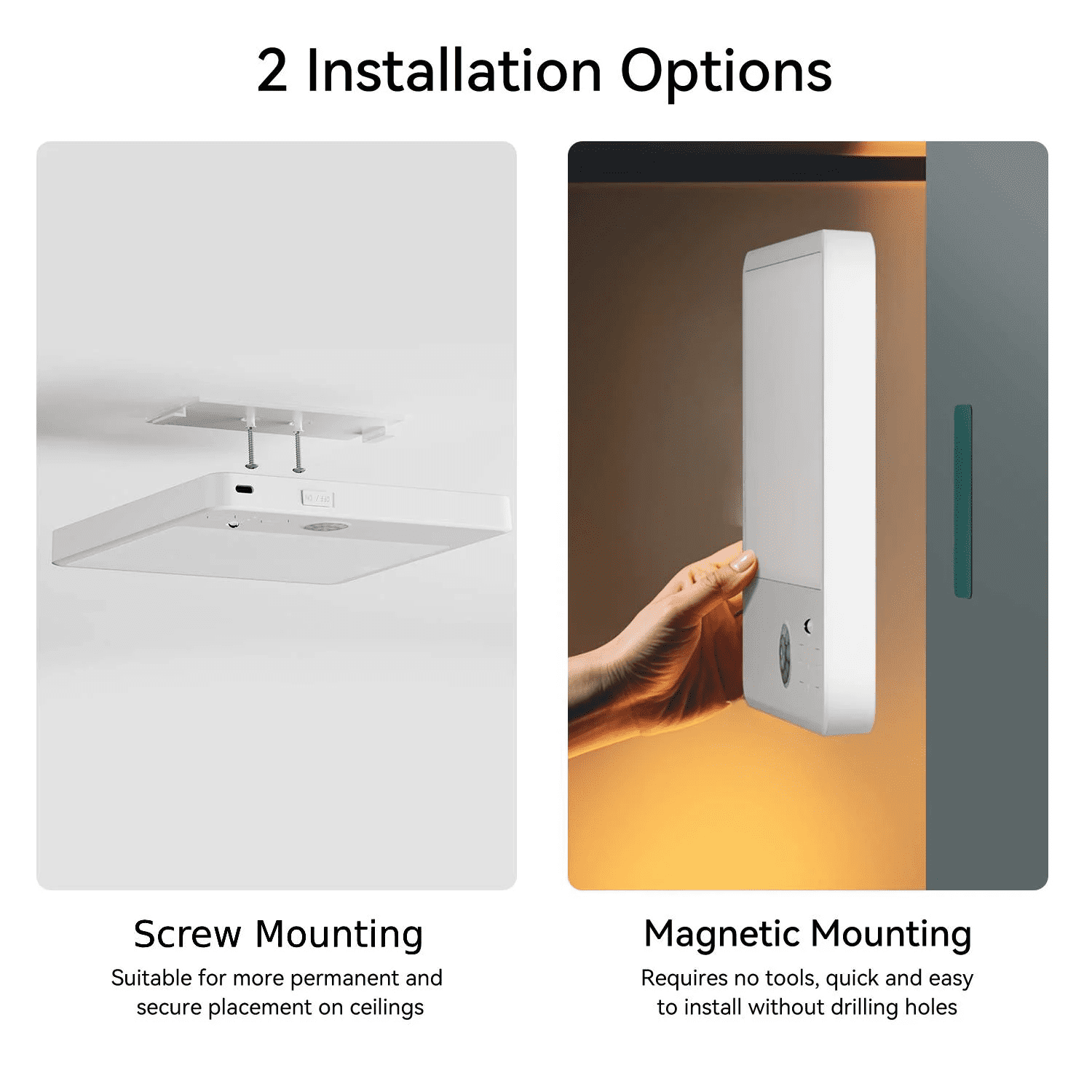 NEWJOEY 2 Pack Wireless Motion Sensor Ceiling Lights, Rechargeable 4000mAh LED Fixtures with Remote, Dimmable 3-Color Flush Mount Lights for Bedroom, Hallway & Closet