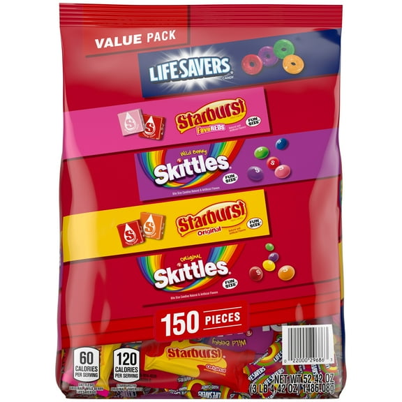 Skittles, Starburst & Life Savers Fruity Candy Variety Pack - 150 Ct Bulk Bag