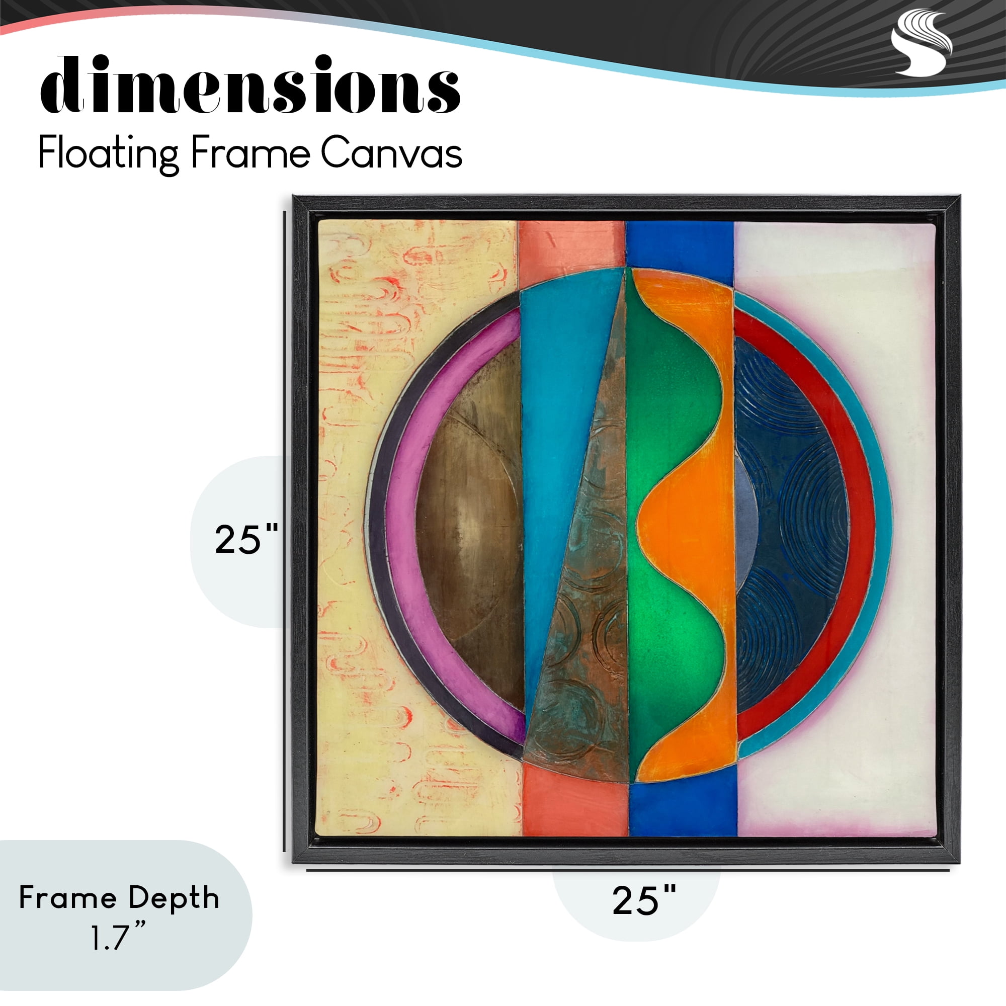 Stupell Industries Circle with Intersecting Waves Black Framed Floater Canvas Wall Art, design by Matthew Finger