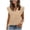 Beige, variant on Womens Shirts Summer Ruffled V Neck Short Sleeve Tops Button Dressy Casual Blouses Beach Clothes