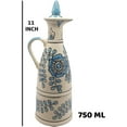 thumbnail image 2 of India Meets India Ceramic Bottle/Jug/Jar/Oil Dispenser [White base w/ Sky Blue Florals] Ceramic Storage Bottle for Oil, Vinegar, Sauces, Ketchups, Ceramic Bottle w/ Lid, 11 INCHES, 750 ML, 2 of 5