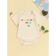thumbnail image 2 of FEORJGP Newborn Baby Bubble Romper 3M Infant Short Sleeve Jumpsuit Round Neck T-shirt Bodysuit Letter Print Pregnancy Announcement Playsuit Cute Casual Clothes for Summer, 2 of 9