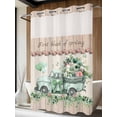 thumbnail image 2 of No Hook Shower Curtain with Snap-in Liner, Eucalyptus Trucks Waterproof Fabric Bathroom Curtains, Spring Rustic Floral Wooden Burlap Bath Curtains & Mesh Top Window Stall 48"x72", 2 of 9