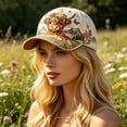 thumbnail image 4 of Lypsnake 2026 Garden Morning Baseball Cap - Highland Cow Wildflower Landscape Embroidered,Pink Cotton Curved Bill Cap With Adjustable Strap Head Accessory For Walking Daily Casual Wear, 4 of 5