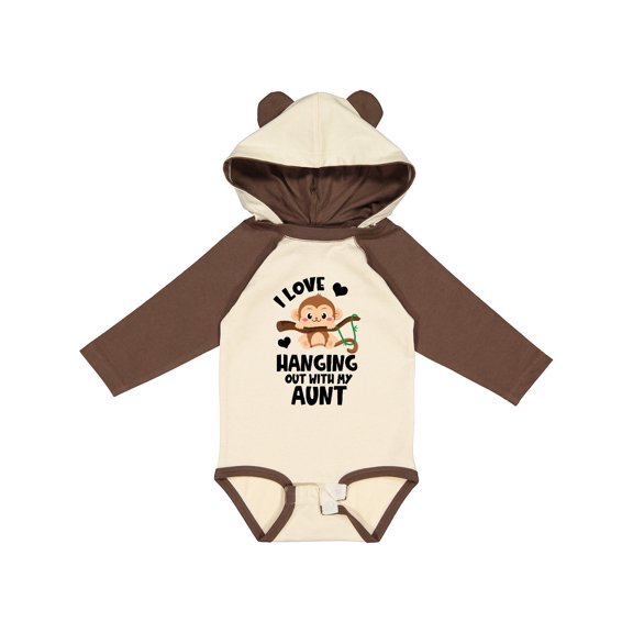 Inktastic Monkey I Love Hanging out with My Aunt Boys or Girls Long Sleeve Baby Bodysuit