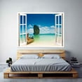 thumbnail image 2 of IDEA4WALL Wall Murals Fake White Window with A Hill Standing in the Ocean Removable Wallpaper Peel and Stick Wall Stickers - 36x48 inches, 2 of 4