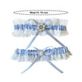 thumbnail image 3 of GARENAS Blue Lace Garter Belt Set Bridal Wedding Garter Gift for Bride Something Blue Lace Garter Set Wedding Garter Belt Flower Floral Design Garter Set of 2 Blue(Sky Blue）, 3 of 5