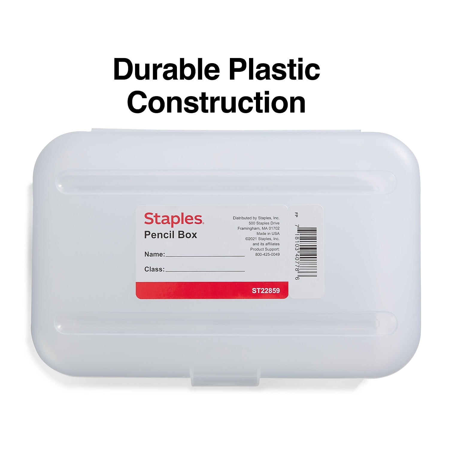 Staples Pencil Box Translucent Clear 472593