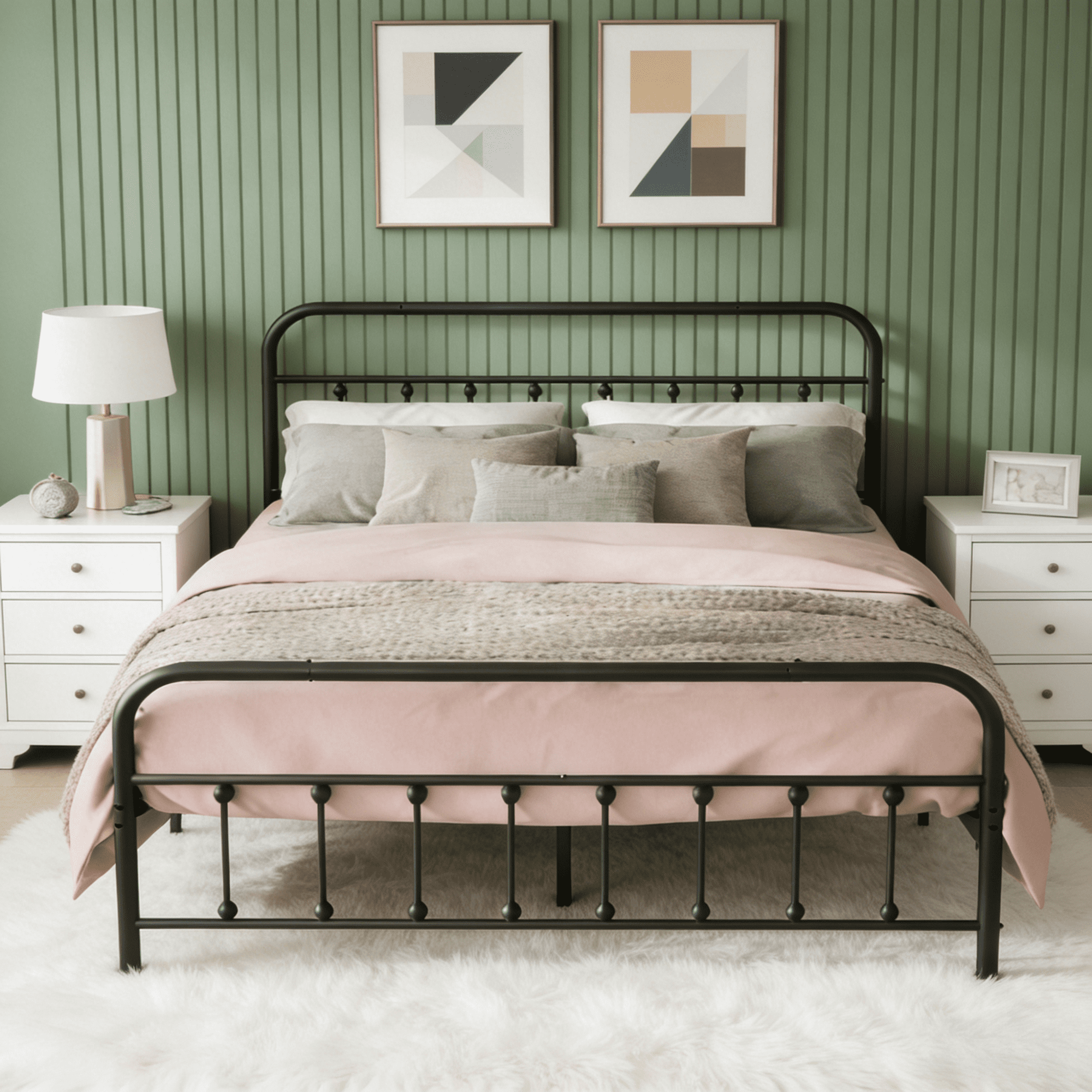 Gewnee Full Size Metal Bed Frame,No Box Spring Needed Heavy Duty Steel Slat Foundation with Under-Bed Storage,Easy Assembly Platform for Bedroom,Guest Room,Dorm