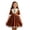 Z729b-Brown, variant on HNMKIU Halloween for Girls Western Cowboy Dress, Puff Short Sleeve Collar Dress with Cowboy Embroidery, Brown Casual Party Back to School Outfit for Toddler Kids Brown - 9-10 Years