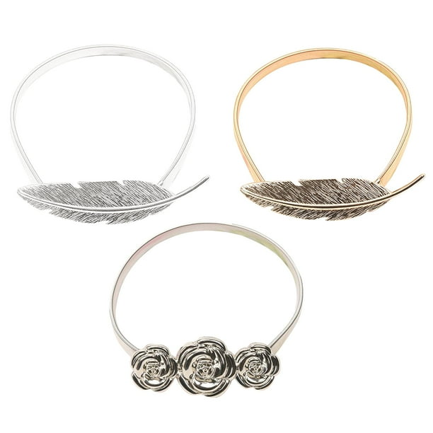 3 abrazaderas de cortina con hebilla oculta, modernas, de metal Rosa Plata Pluma Dorada Pluma Plata Dorada