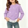 thumbnail image 7 of Cethrio Girls Long Sleeve Tops, Casual Knitted Pullover Crew Neck Kids Fall Undershirts Purple Size 9-10 T, 7 of 7