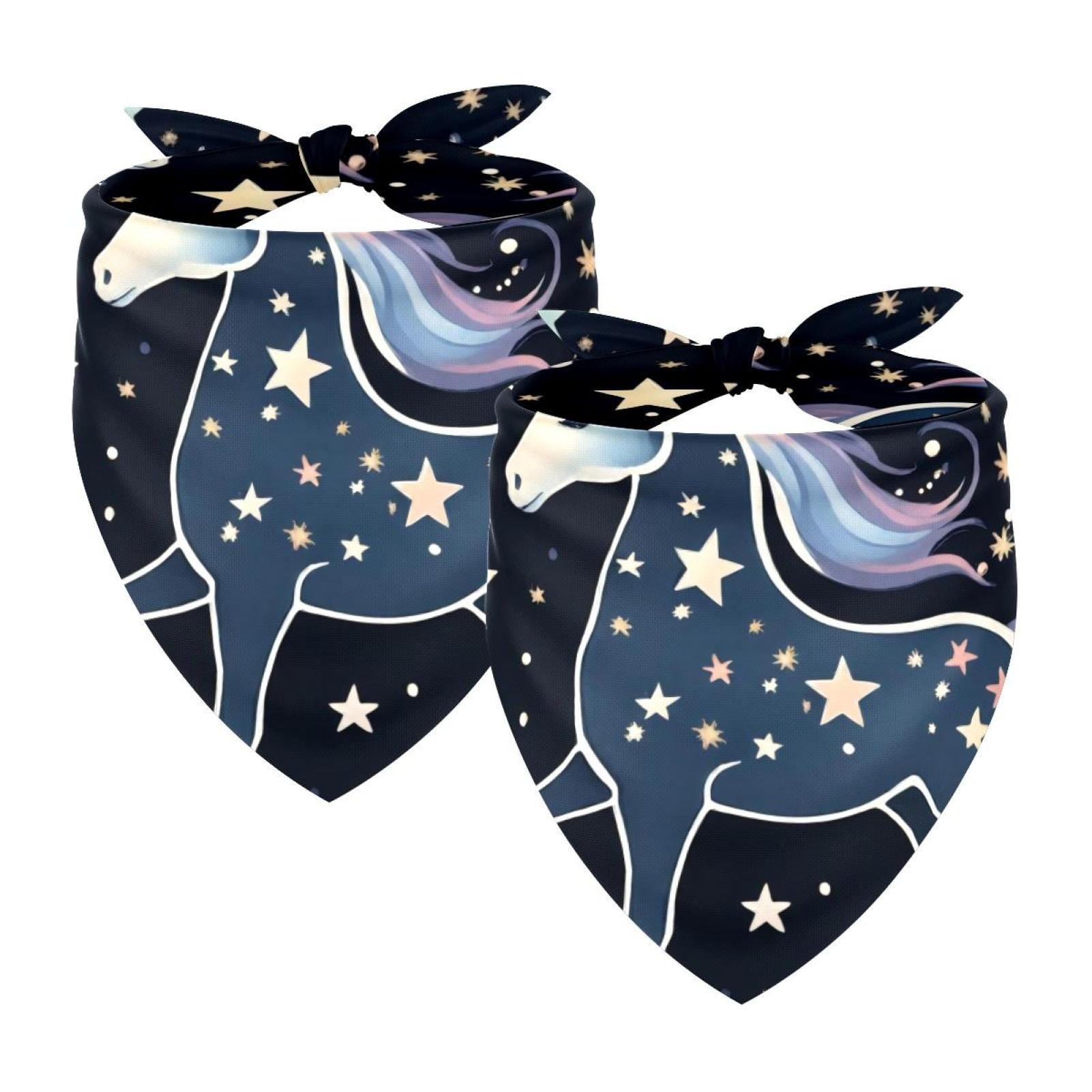 PhooArto Stars Unicorn Patterns Dog Bandanas 2 Pack Soft Washable Pet Scarf Triangle for Large Dogs Puppies and Cats