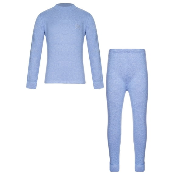 Zaldita Kids Thermal Underwear Set for Boys Girls Long Johns Base Layer Round Neck Tops with pants Blue 3-4