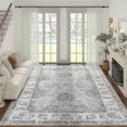 thumbnail image 1 of RUGKING Vintage Foldable Rug 9'x12' Traditional Floral Rug Gray Rug Indoor Non-Slip Rug for Kitchen Bathroom Etryway Bedroom Living Room, 1 of 5