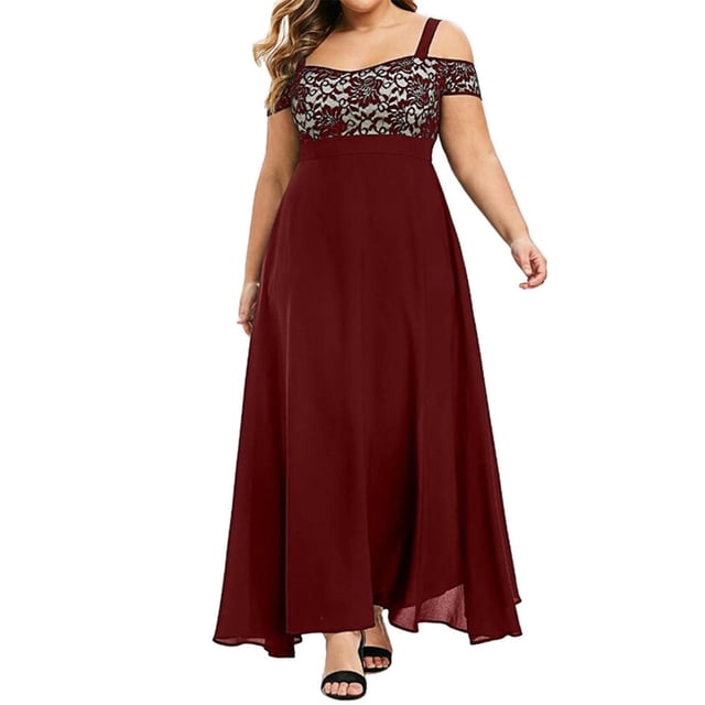 Qarigey Vestido largo de mujer, vestido de tirantes transpirable, ropa de vacaciones en la playa Vestidos Vino rojo XL Qarigey AP011134-02
