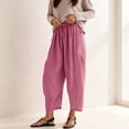 thumbnail image 4 of QIYAGBSA Women's Striped Pants Relaxed Wide Leg Drawstring Waist Summer Casual (Pink, 3XL), 4 of 5