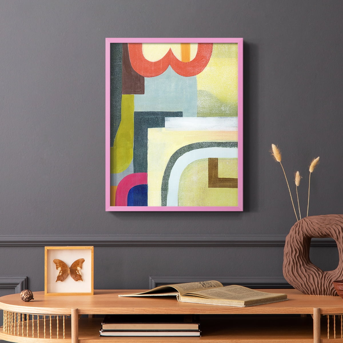 City of Rainbows II Framed Print in Pink Solid Wood Framed Print No Nail Hanging