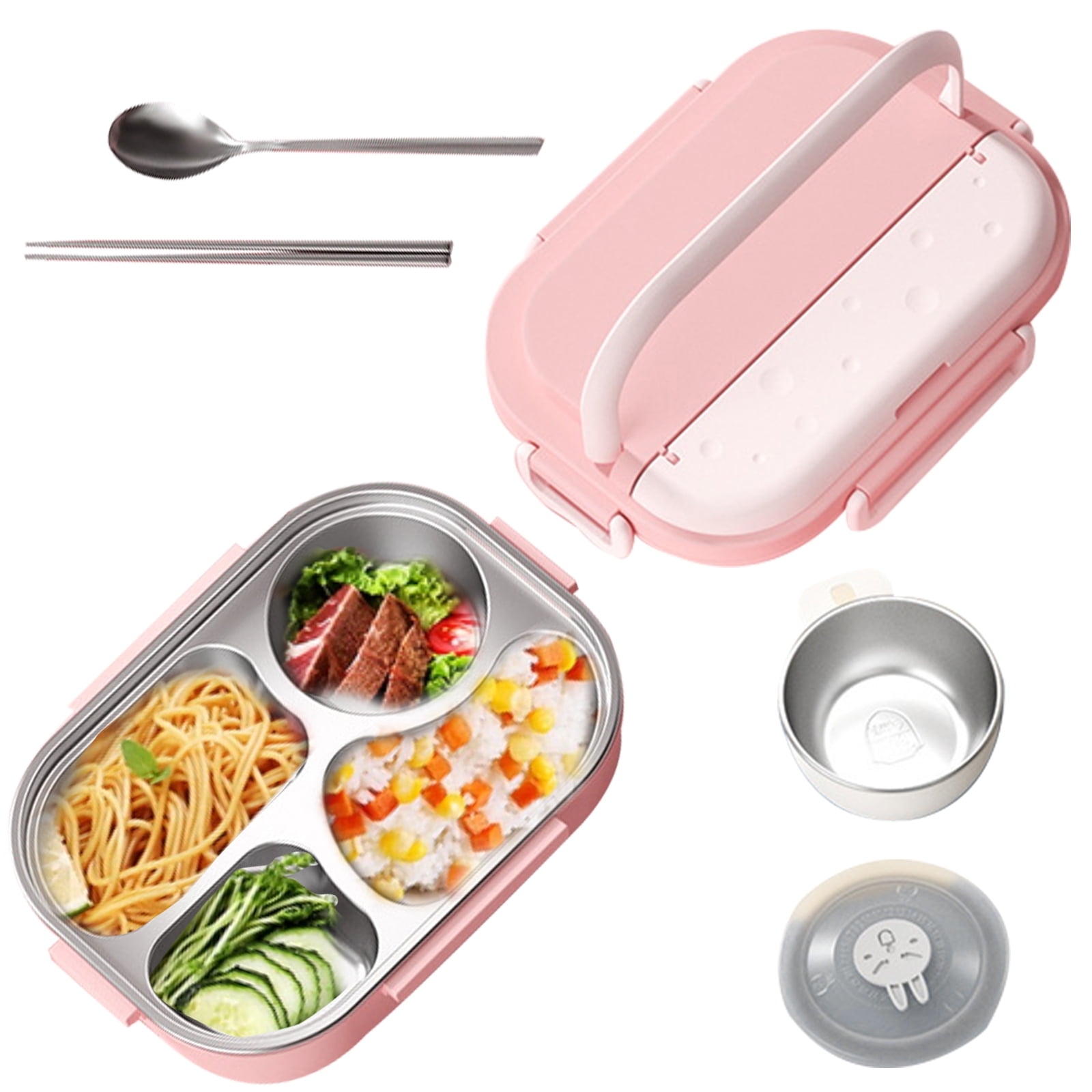 AURIGATE Bento Box,Stainless Steel Lunch Box,Versatile 4-Compartment  Portable Lunch Box Container-Salad Lunch Containers for Adults/Kids with  Soup